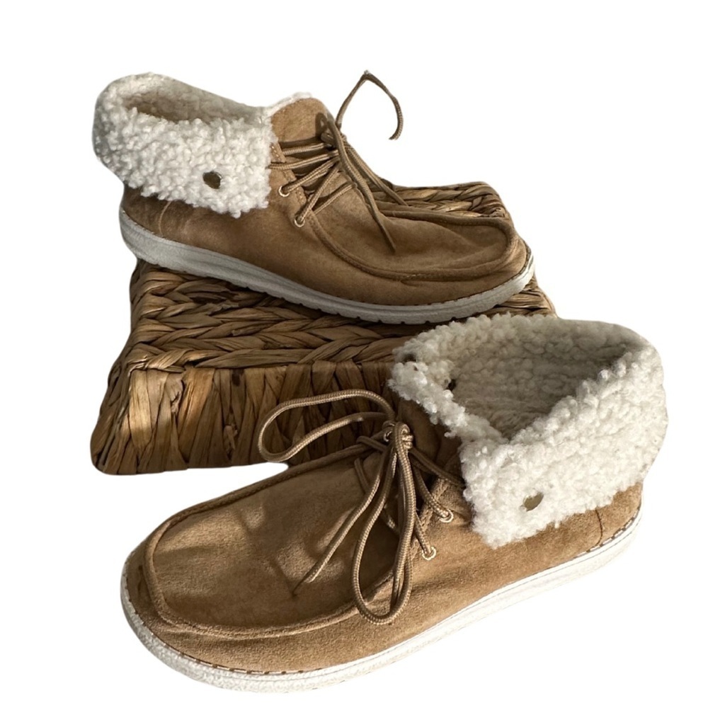 Gypsy Jazz Odeme Sherpa-Lined Sneakers - Tan, Size 8.5
